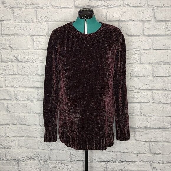 Nwt Orvis Chenille women's plum knit hi - low pullover sweater Sz M - Picture 1 of 11